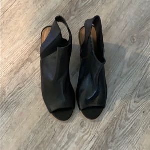 Black leather booties